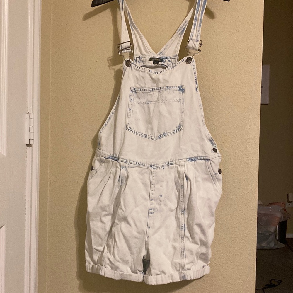 White jean overalls